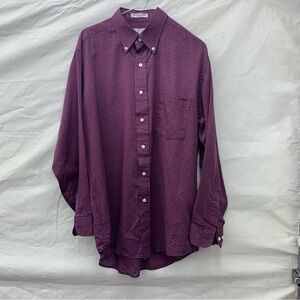 Van Heusen Men's Burgundy Checkered Button Down Shirt